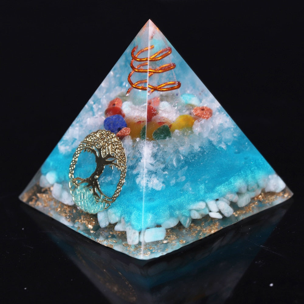 7 Chakra Crystal Orgone Pyramid Tree Of Life